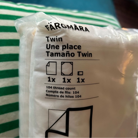 IKEA cotton sheet set white new twin size 1 flat 1 fitted 1 pillow case - Picture 3 of 3